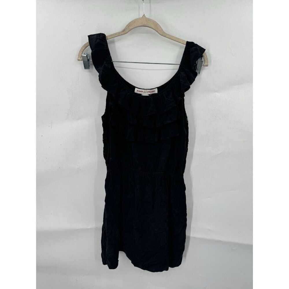 Amanda Uprichard Silk Ruffle Mini Dress Medium Black Cocktail Whimsigoth Y2K
